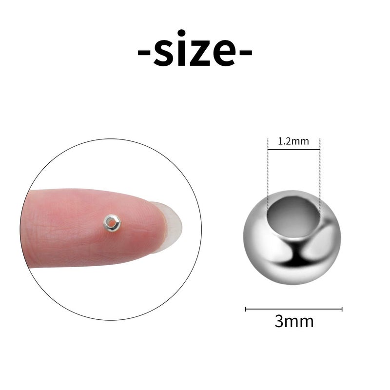 Aylifu Crimp Beads 3mm, 1000 Pieces Stopper Beads Metal Bead Spacers for DIY Bracelet Jewelry Making, Silver - Image 4